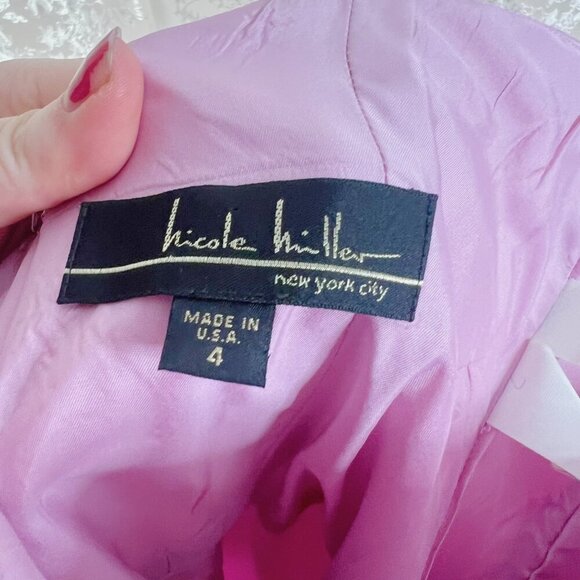 y2k Vintage Nicole Miller NY Pink Purple Formal Prom Dress Evening Gown Size 4 - Picture 9 of 11
